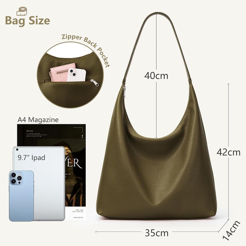 KALIDI Casual Tote Bag Vegan Leather Hobo Zipper Work Bag Weekender Shoulder for Women Shoulder Travel Purse - Image 4